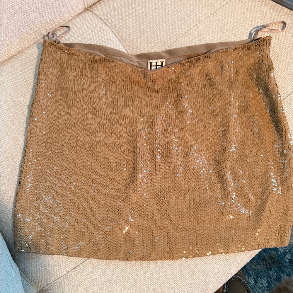 Haute Hippie Taupe Sequin Mini Skirt